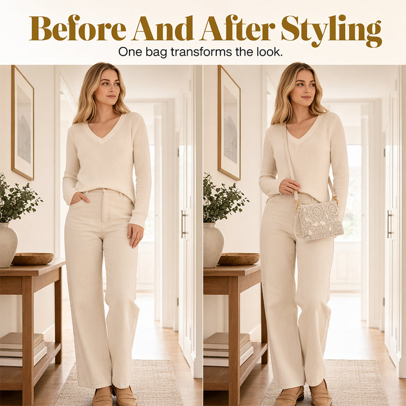Lichtgewicht Gehaakte Crossbodytas met Kantdetail-5