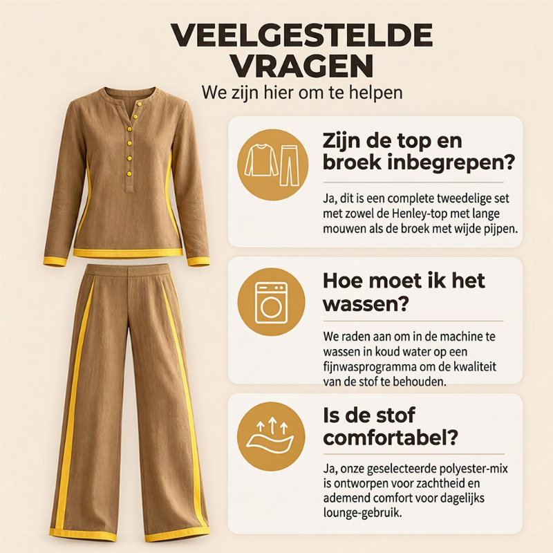 2-Delige Lounge Set met Contrastdetails en Wijde Pijpen-6