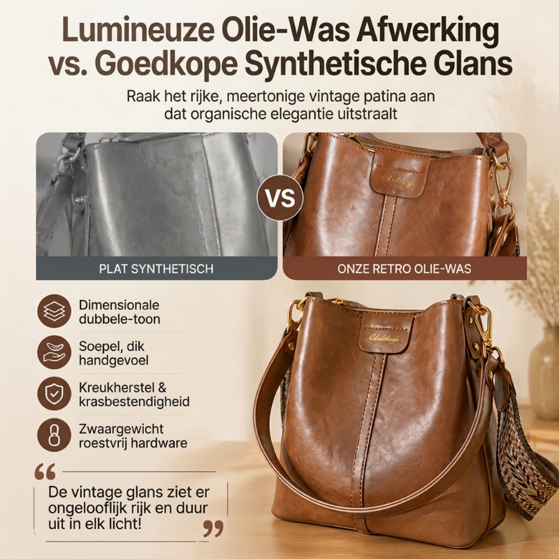 Vintage Bucket Bag met Dubbele Schouderriem-2
