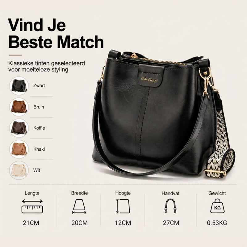 Vintage Bucket Bag met Dubbele Schouderriem-5