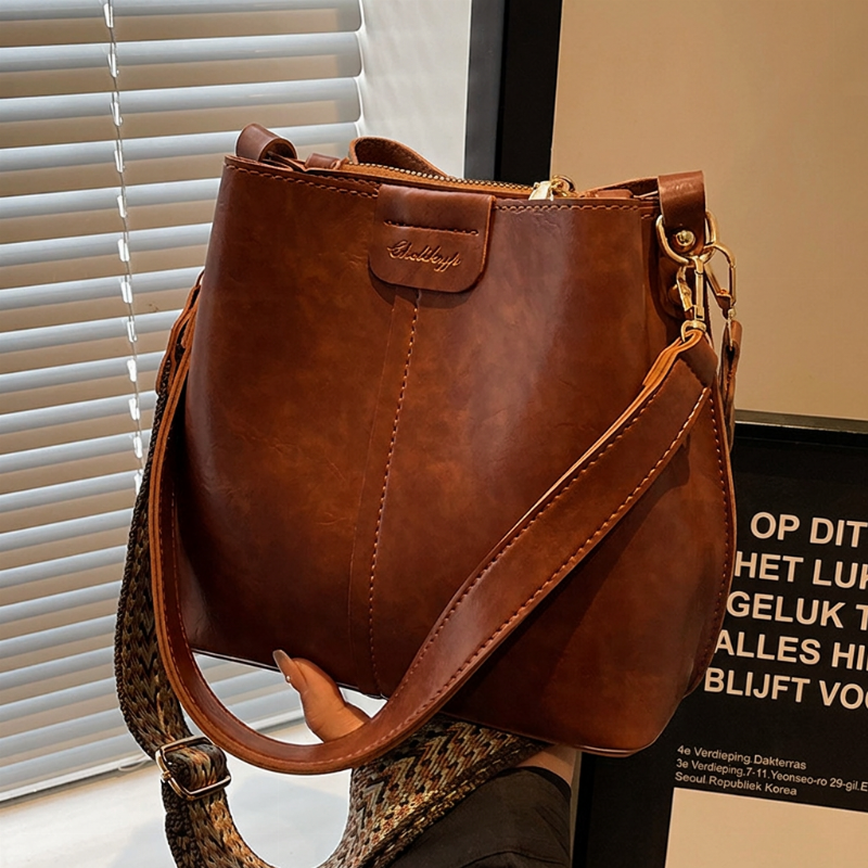 Vintage Bucket Bag met Dubbele Schouderriem-8