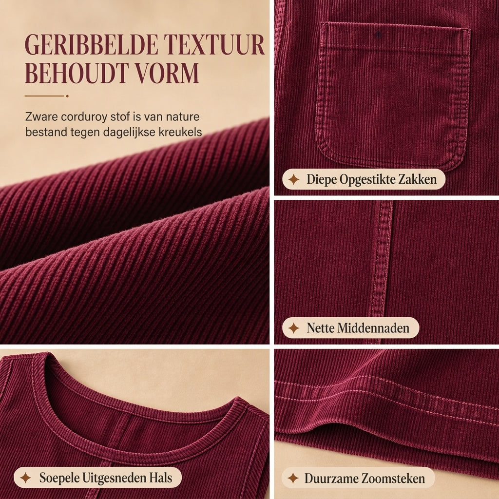 Corduroy Overgooierjurk met Voorzakken-4