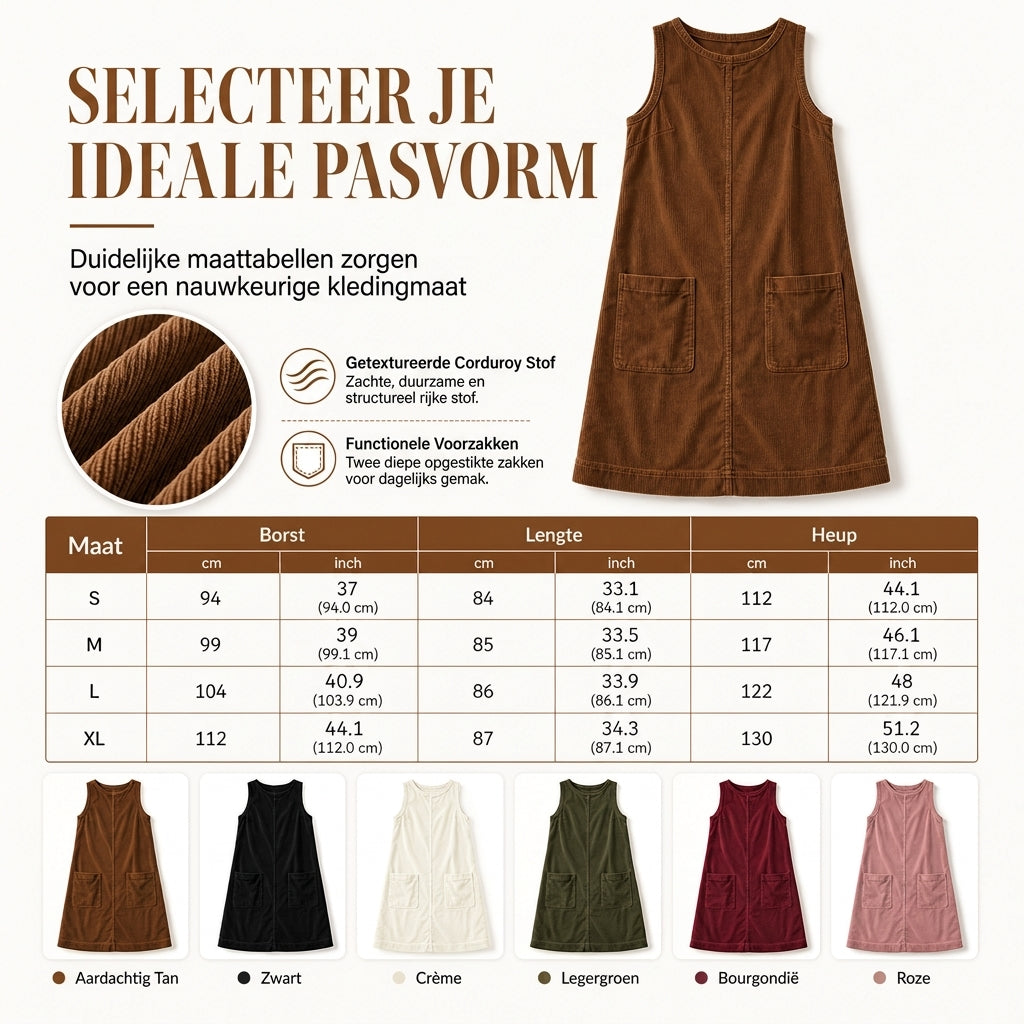 Corduroy Overgooierjurk met Voorzakken-6