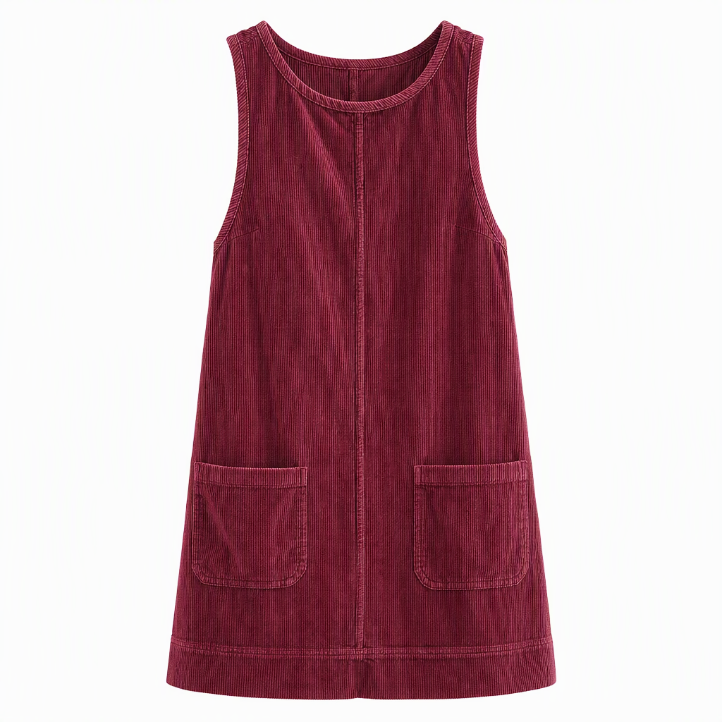 Corduroy Overgooierjurk met Voorzakken-10