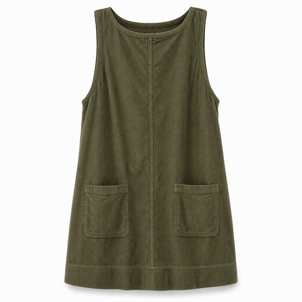 Corduroy Overgooierjurk met Voorzakken-11