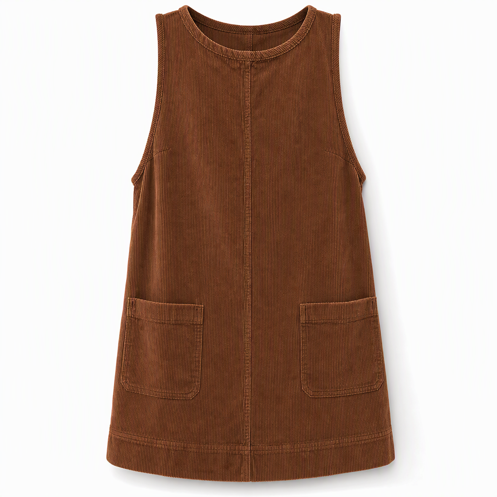 Corduroy Overgooierjurk met Voorzakken-13
