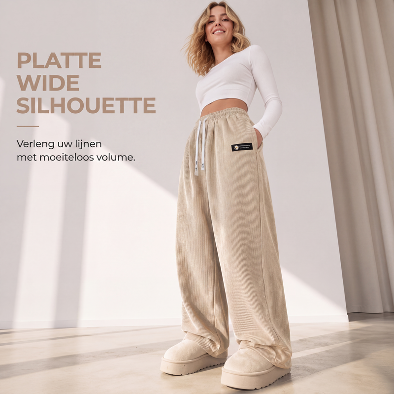 Comfortabele Corduroy Broek met Wijde Pijpen en Trekkoord-1