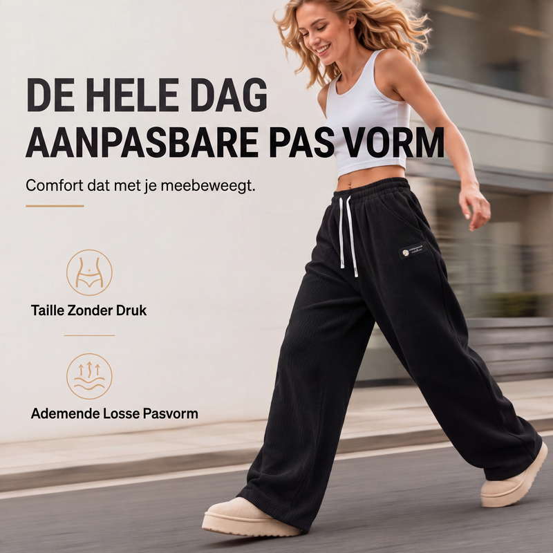 Comfortabele Corduroy Broek met Wijde Pijpen en Trekkoord-3