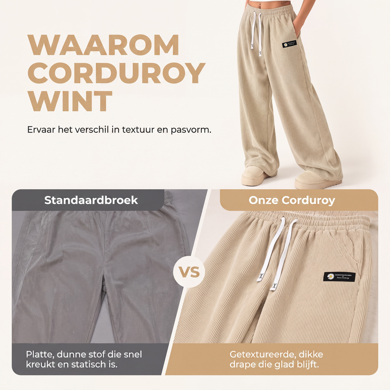Comfortabele Corduroy Broek met Wijde Pijpen en Trekkoord-5