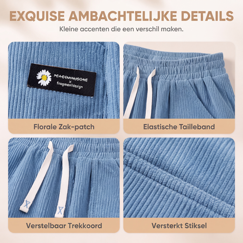 Comfortabele Corduroy Broek met Wijde Pijpen en Trekkoord-6