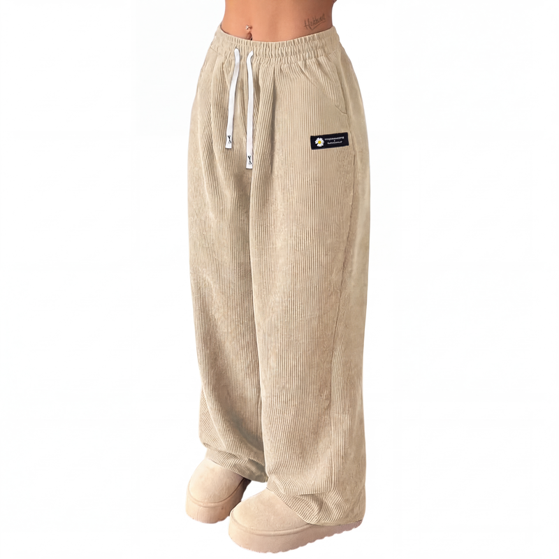 Comfortabele Corduroy Broek met Wijde Pijpen en Trekkoord-11