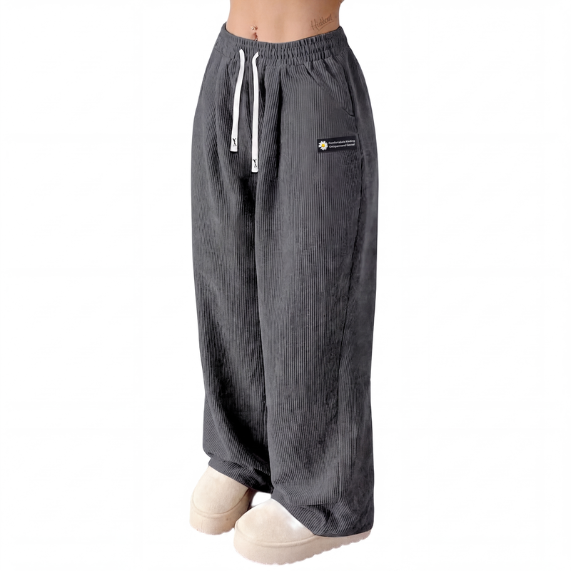 Comfortabele Corduroy Broek met Wijde Pijpen en Trekkoord-12