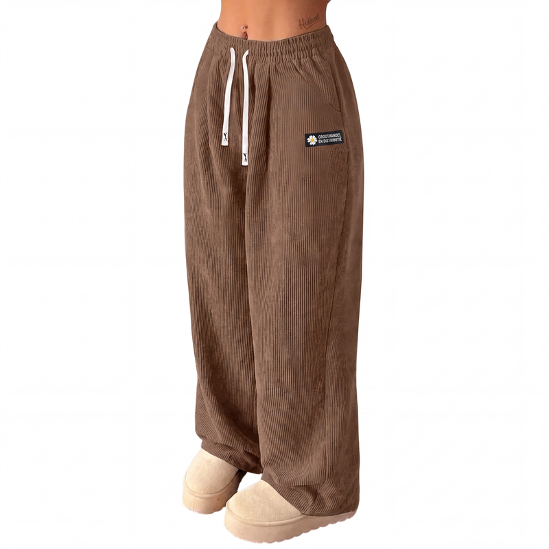 Comfortabele Corduroy Broek met Wijde Pijpen en Trekkoord-13