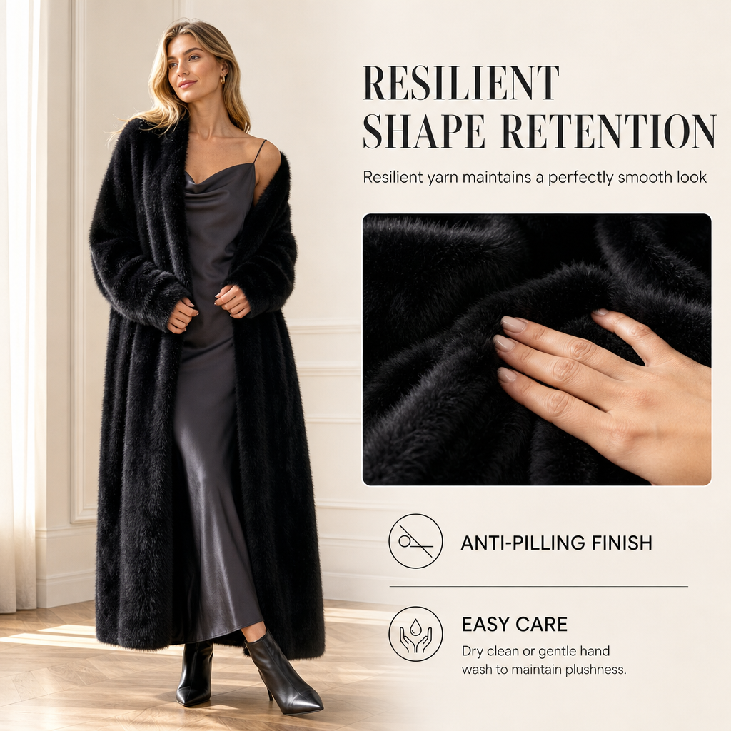 Elegante Lange Pluche Cardigan met Open Voorzijde en Zakken-6