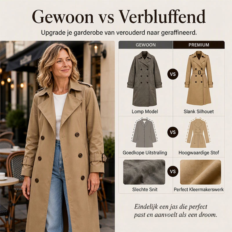 Klassieke Dubbelrijige Trenchcoat met Tailleceintuur-2