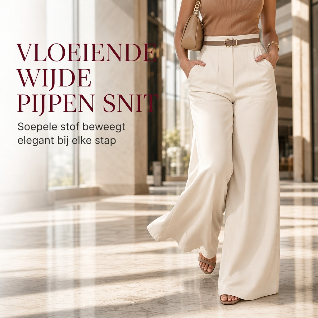 Elegante High-Waist Pantalon met Wijde Pijpen en Zijzakken-2