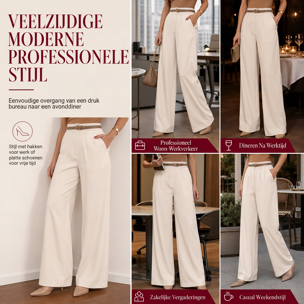 Elegante High-Waist Pantalon met Wijde Pijpen en Zijzakken-5