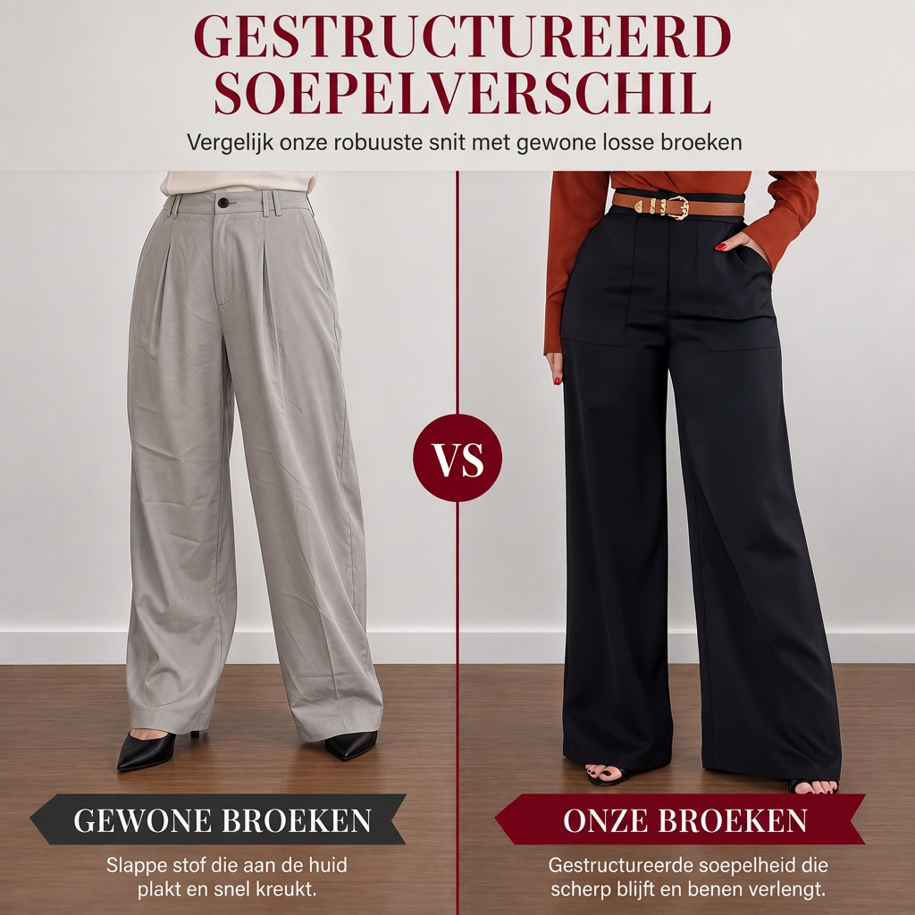 Elegante High-Waist Pantalon met Wijde Pijpen en Zijzakken-7