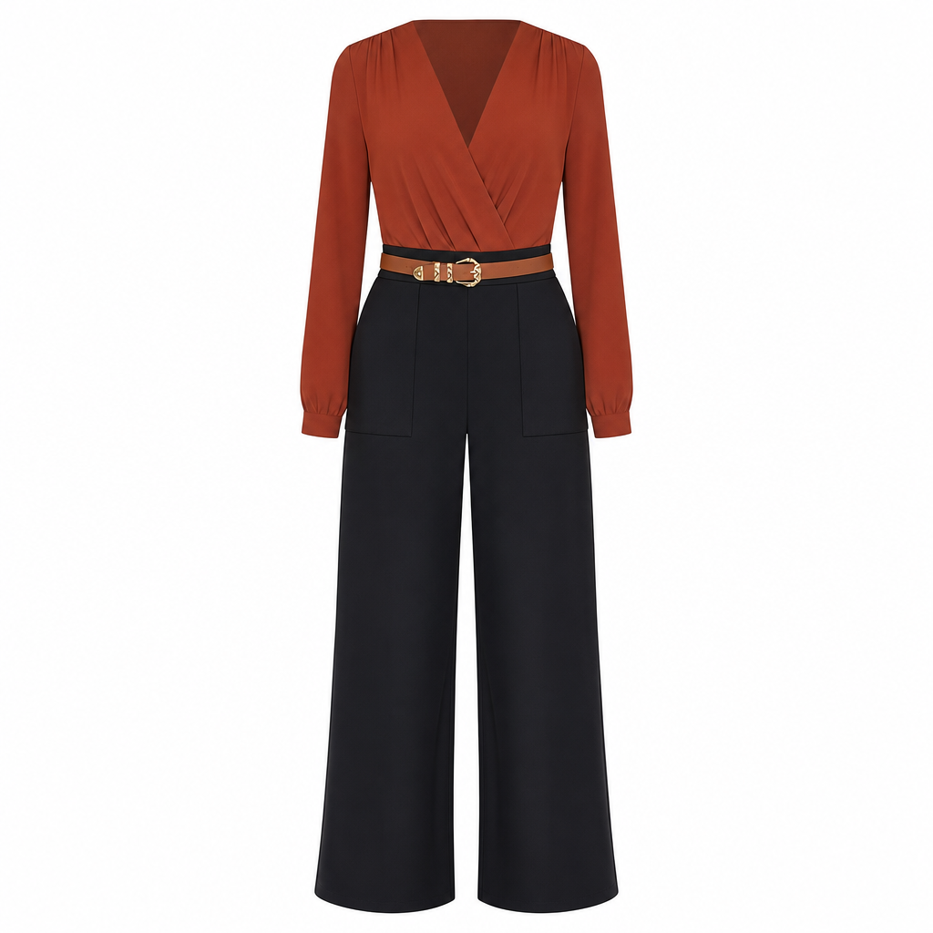 Elegante High-Waist Pantalon met Wijde Pijpen en Zijzakken-9