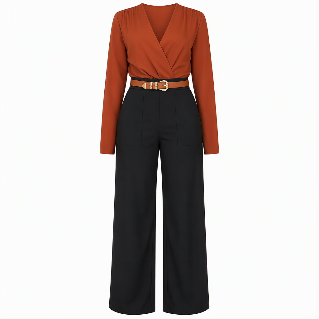 Elegante High-Waist Pantalon met Wijde Pijpen en Zijzakken-10