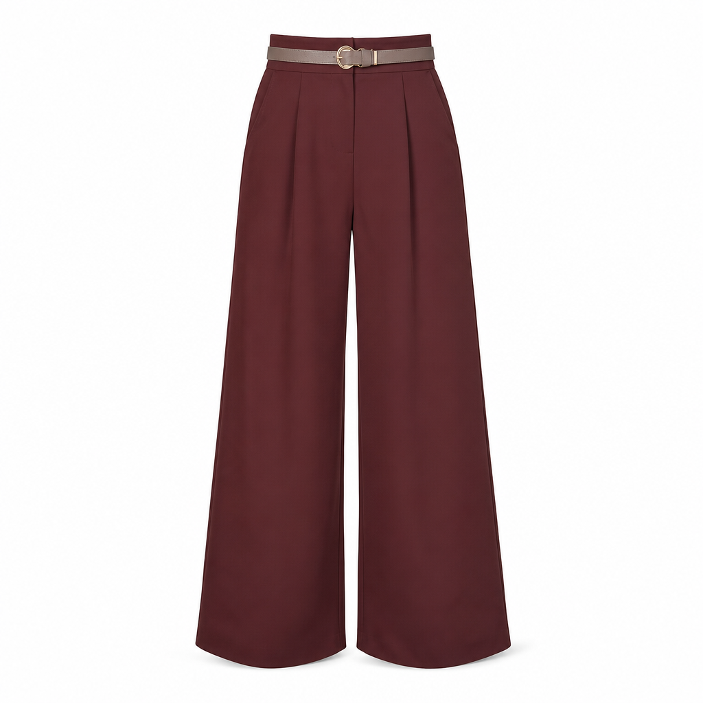 Elegante High-Waist Pantalon met Wijde Pijpen en Zijzakken-14