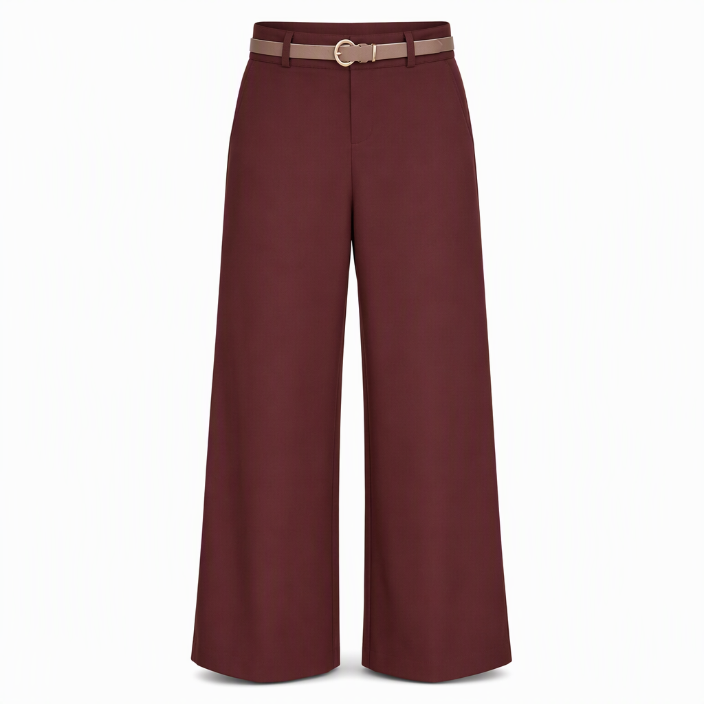 Elegante High-Waist Pantalon met Wijde Pijpen en Zijzakken-13