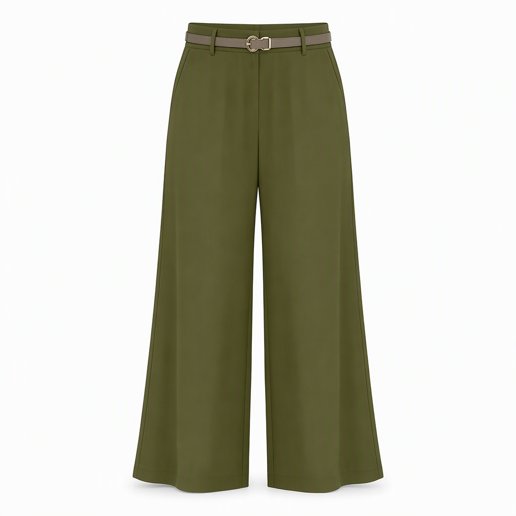 Elegante High-Waist Pantalon met Wijde Pijpen en Zijzakken-18