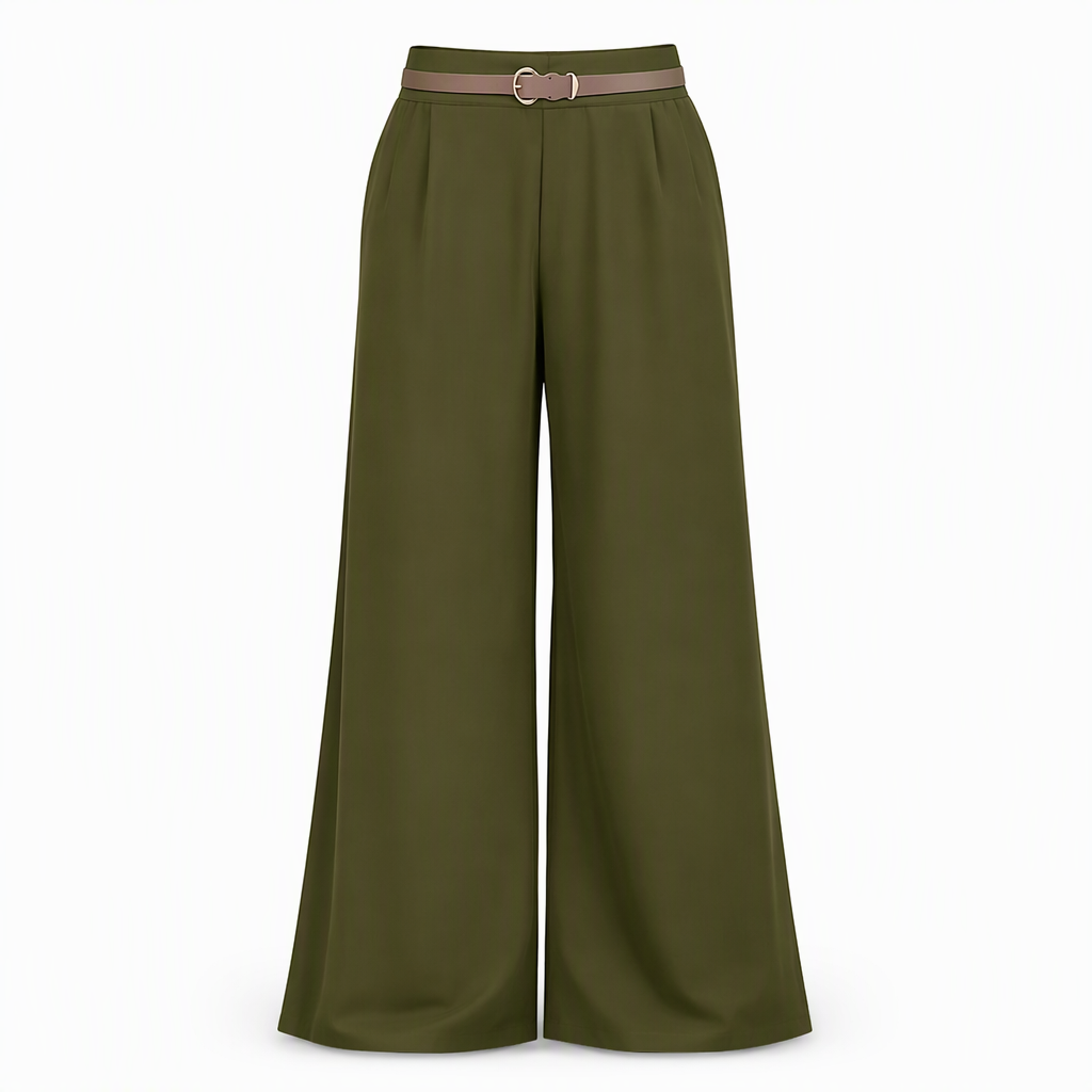 Elegante High-Waist Pantalon met Wijde Pijpen en Zijzakken-20