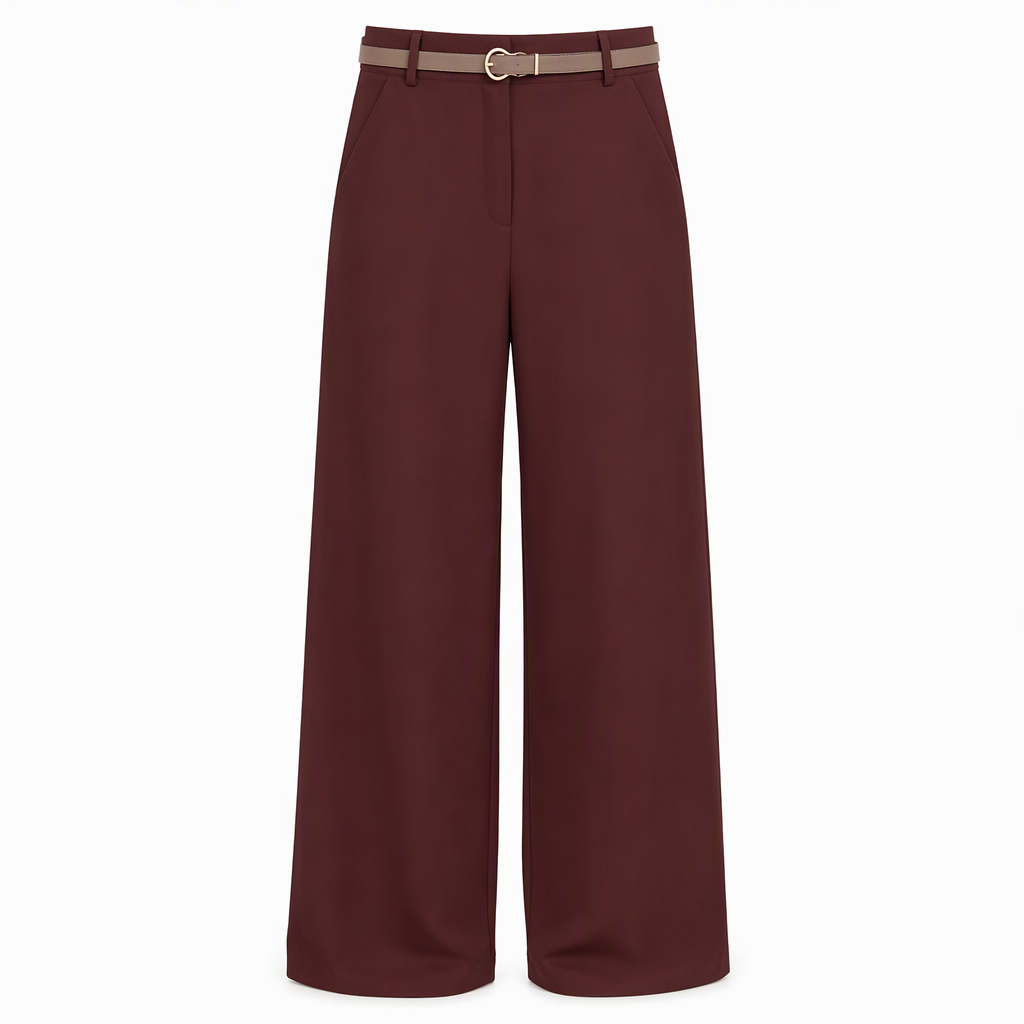 Elegante High-Waist Pantalon met Wijde Pijpen en Zijzakken-17