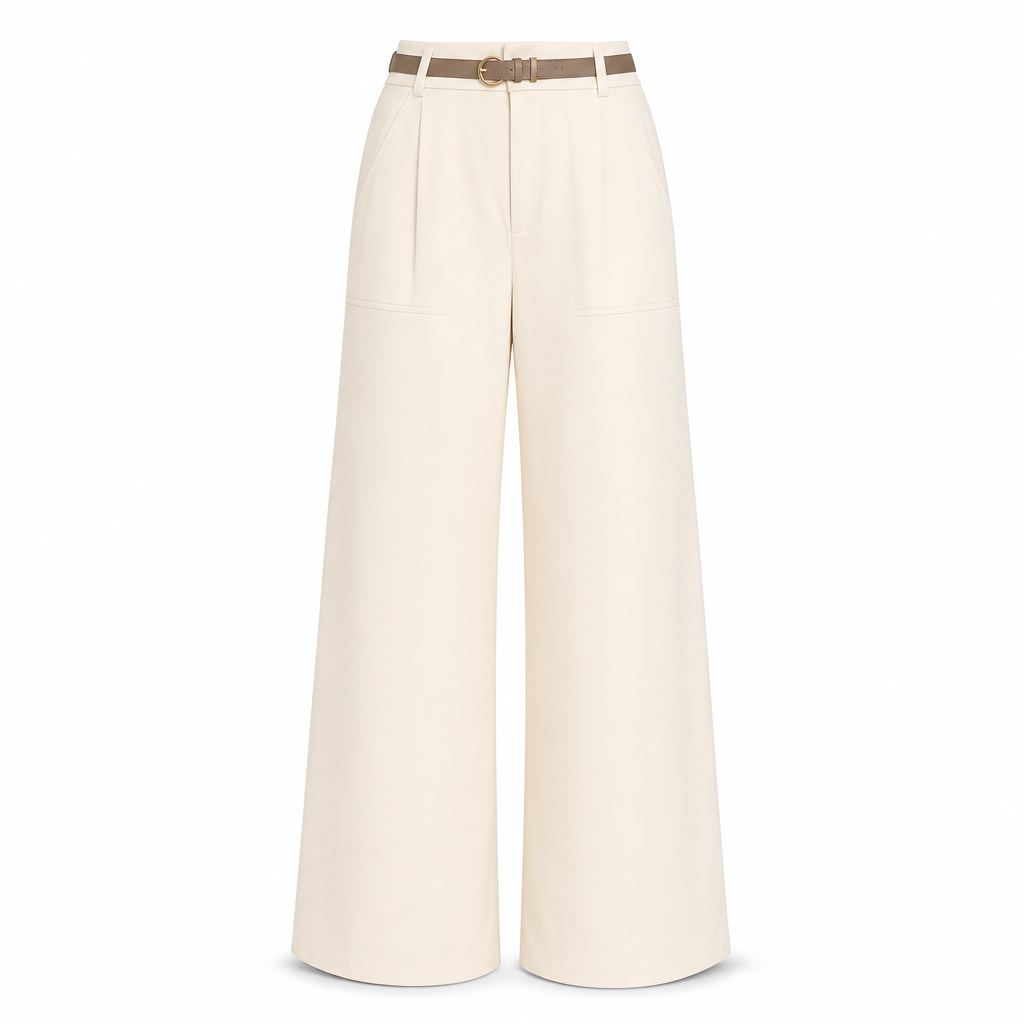 Elegante High-Waist Pantalon met Wijde Pijpen en Zijzakken-26
