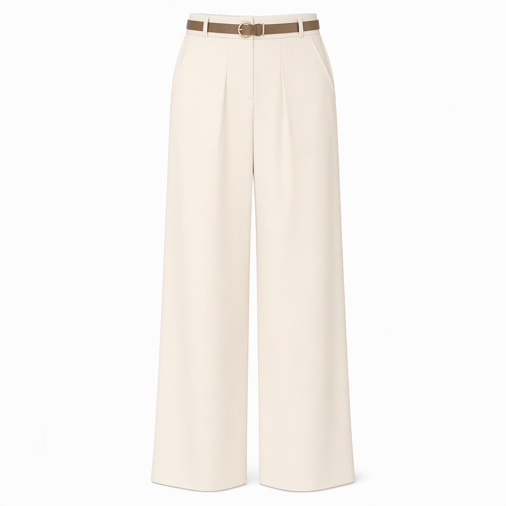 Elegante High-Waist Pantalon met Wijde Pijpen en Zijzakken-24