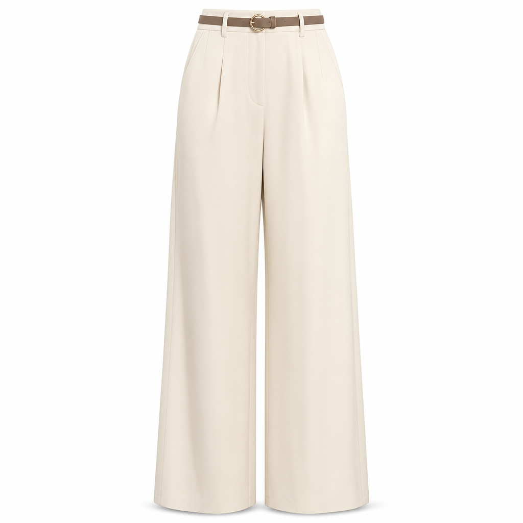 Elegante High-Waist Pantalon met Wijde Pijpen en Zijzakken-25
