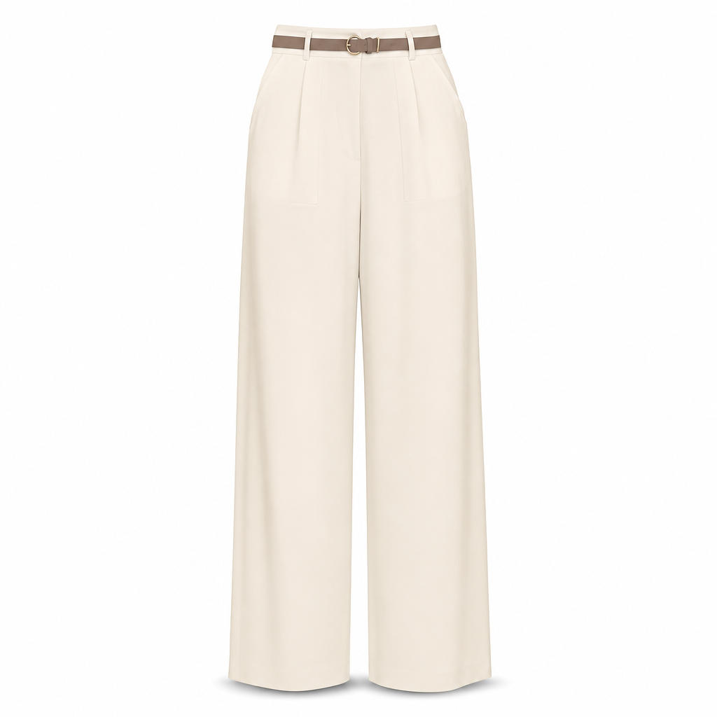Elegante High-Waist Pantalon met Wijde Pijpen en Zijzakken-27