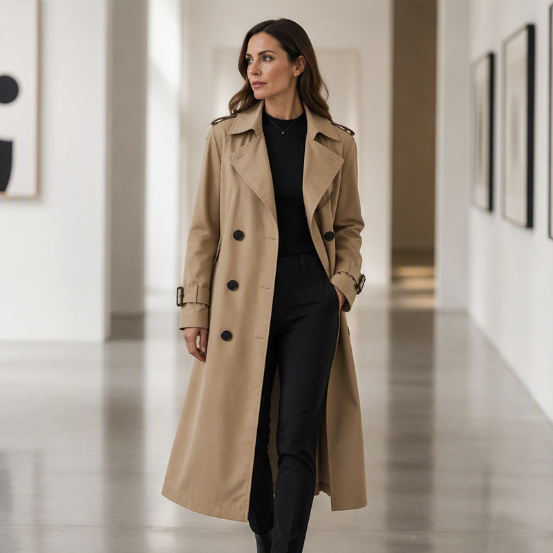 Klassieke Dubbelrijige Trenchcoat met Tailleceintuur-9