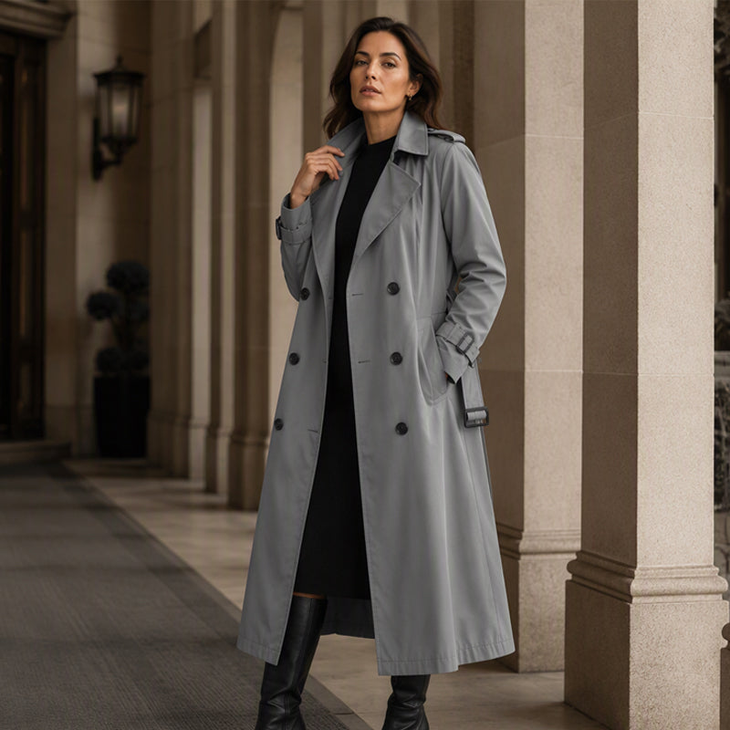 Klassieke Dubbelrijige Trenchcoat met Tailleceintuur-7