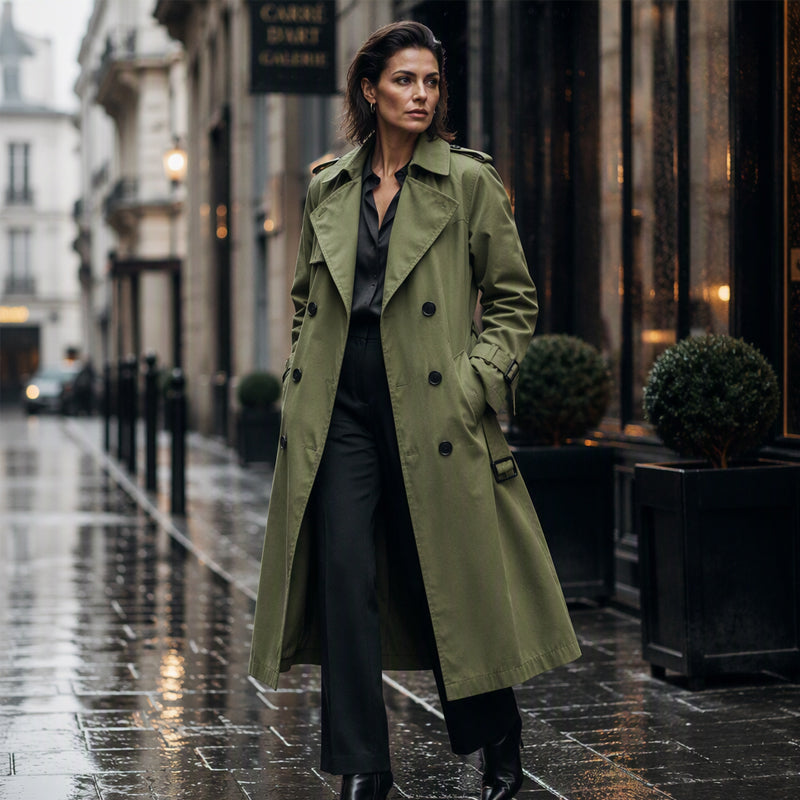 Klassieke Dubbelrijige Trenchcoat met Tailleceintuur-8