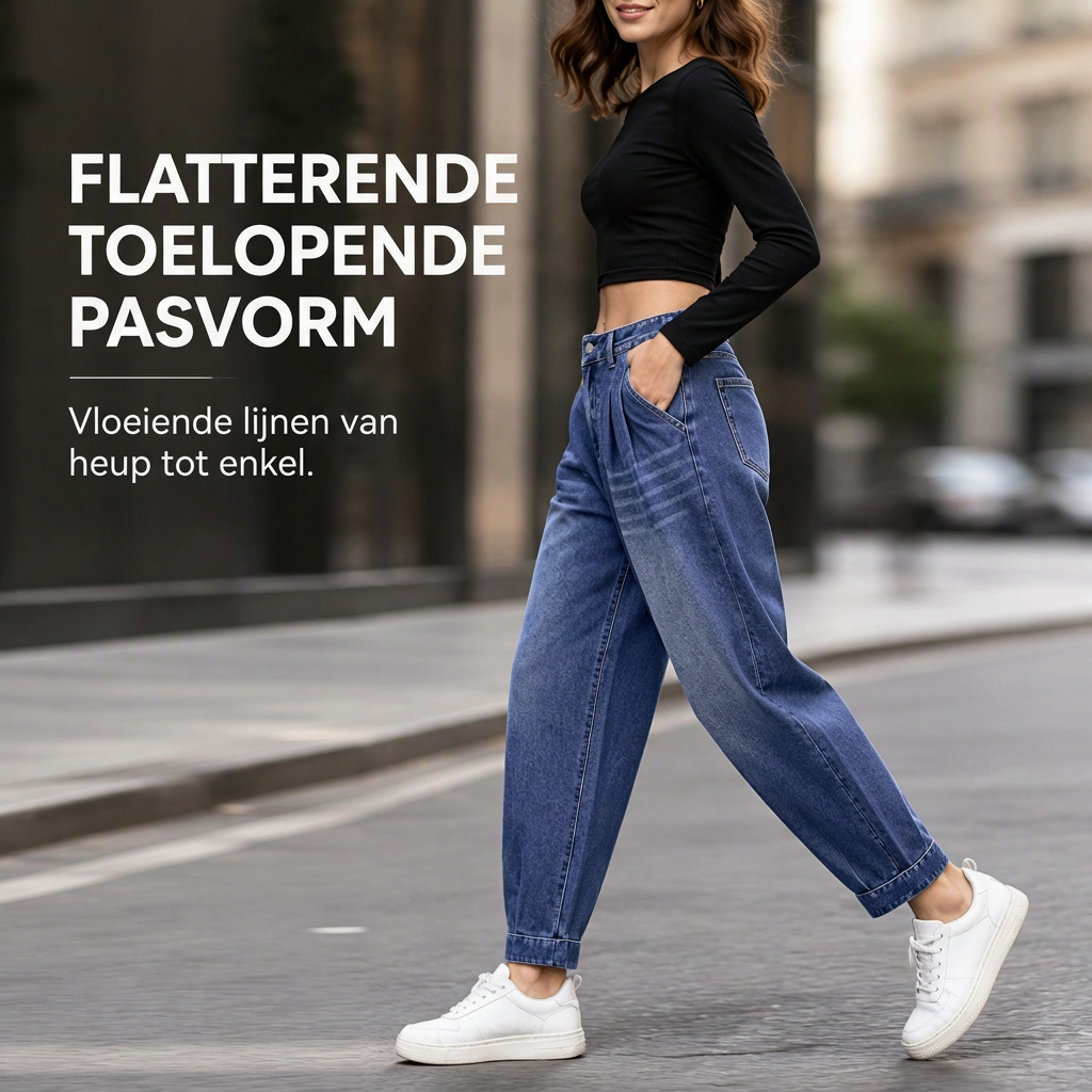 Casual Harem Jeans met Elastische Taille en Taps Toelopende Pijpen-1