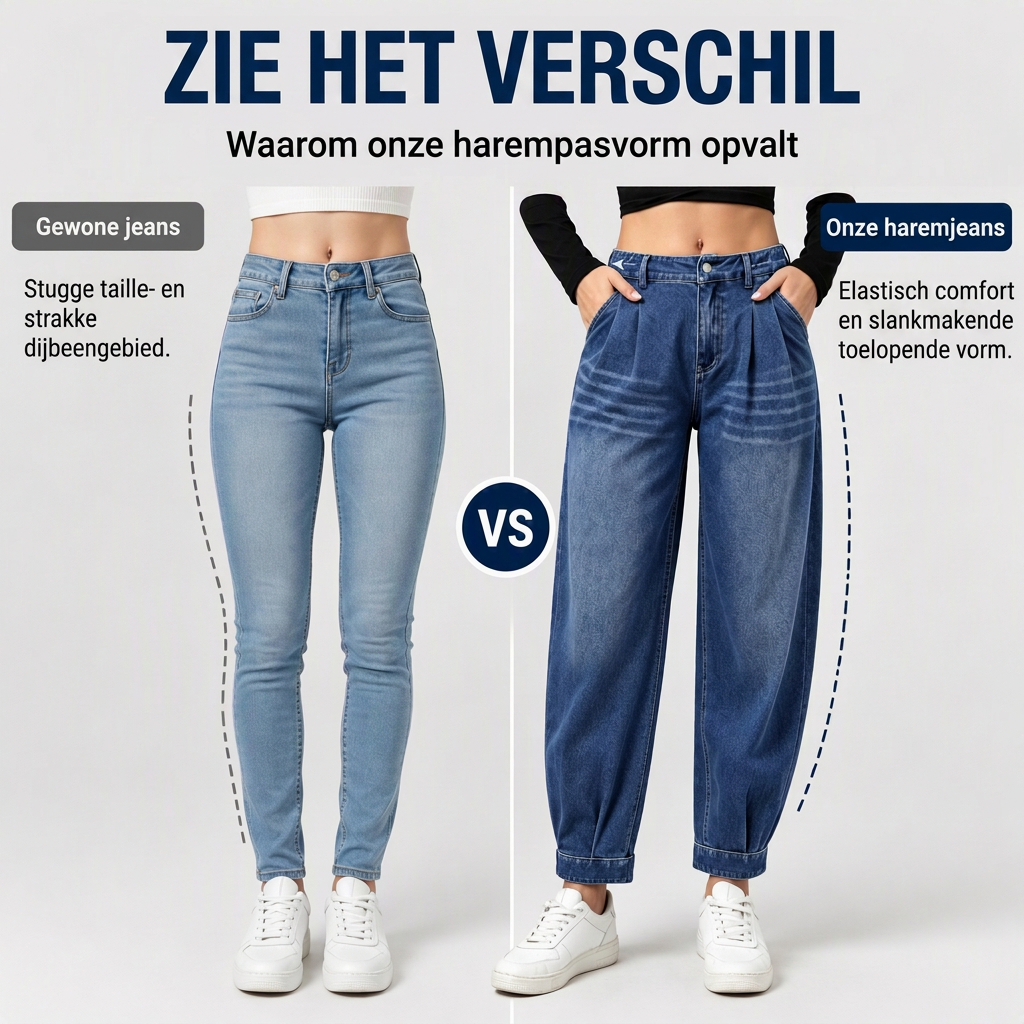 Casual Harem Jeans met Elastische Taille en Taps Toelopende Pijpen-5