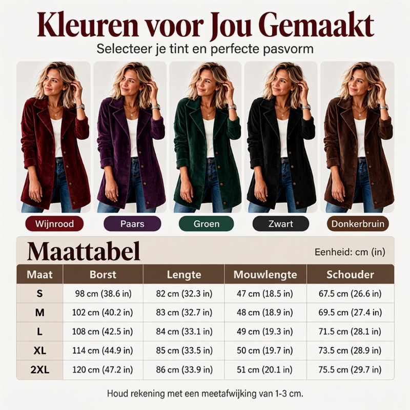 Lange Corduroy Blazerjas met Reverskraag en Knoopsluiting-1