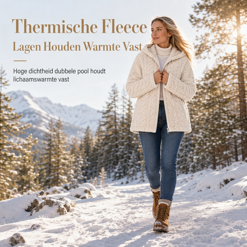 Warme Pluche Fleece Jas met Capuchon en Ritssluiting-2