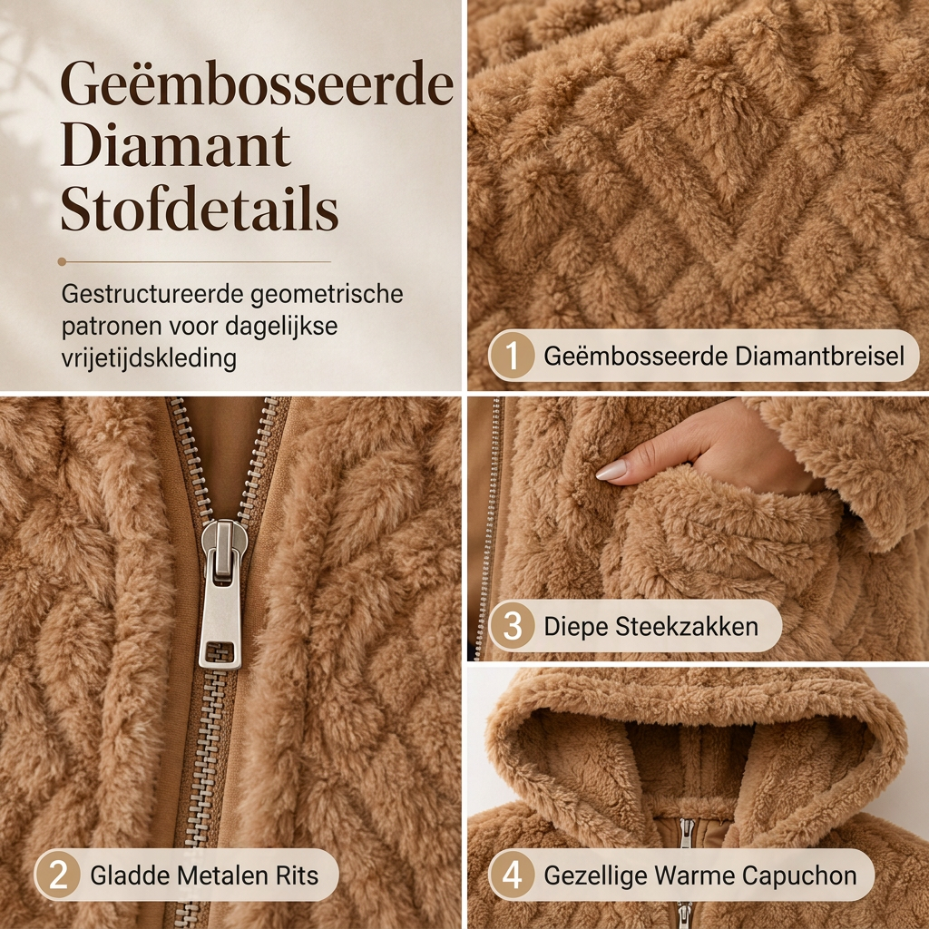 Warme Pluche Fleece Jas met Capuchon en Ritssluiting-4