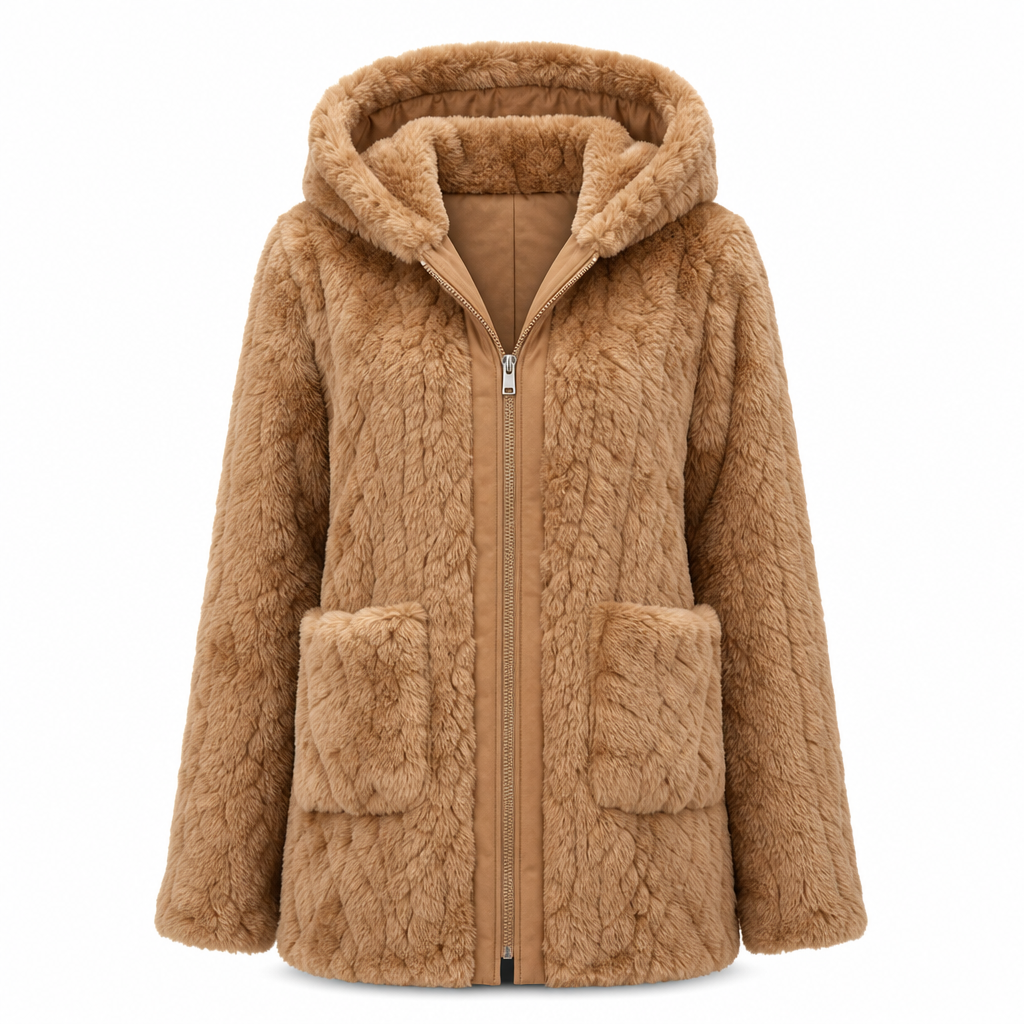 Warme Pluche Fleece Jas met Capuchon en Ritssluiting-10