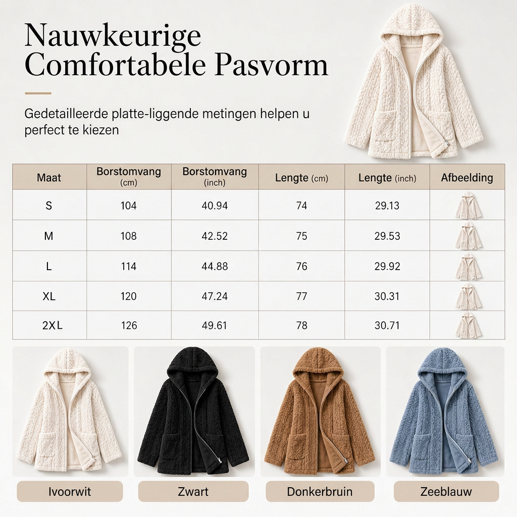 Warme Pluche Fleece Jas met Capuchon en Ritssluiting-7