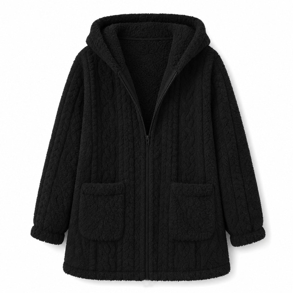 Warme Pluche Fleece Jas met Capuchon en Ritssluiting-8