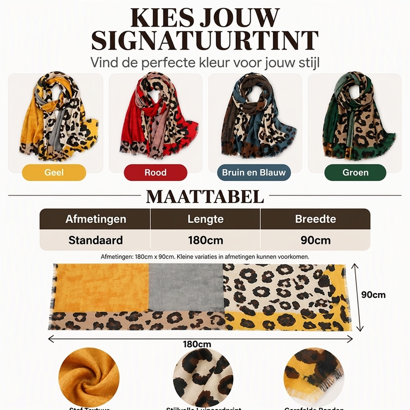 Elegante Sjaal met Luipaardprint en Franjes-2