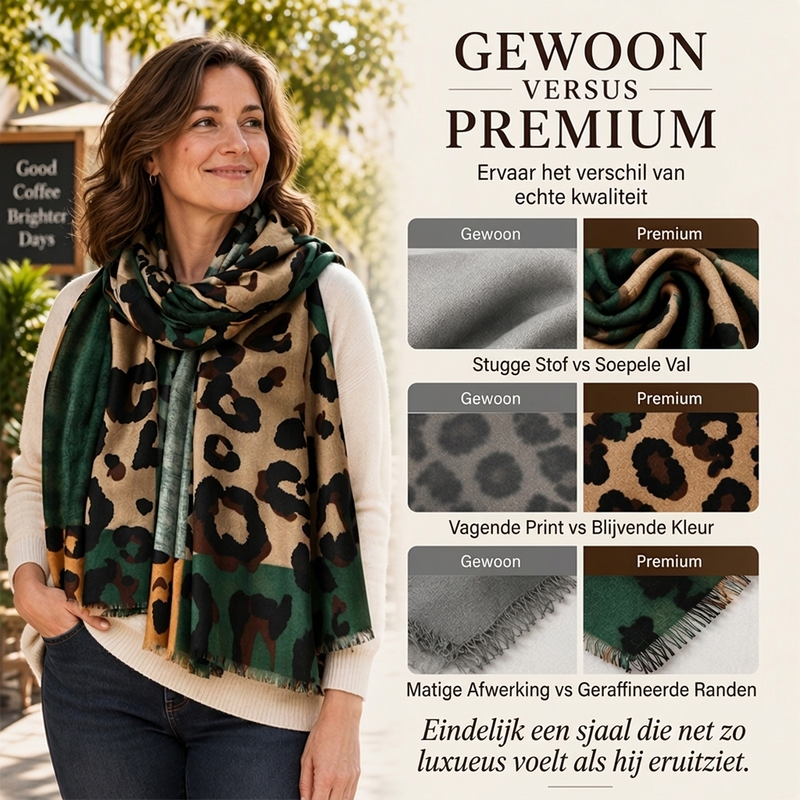Elegante Sjaal met Luipaardprint en Franjes-3