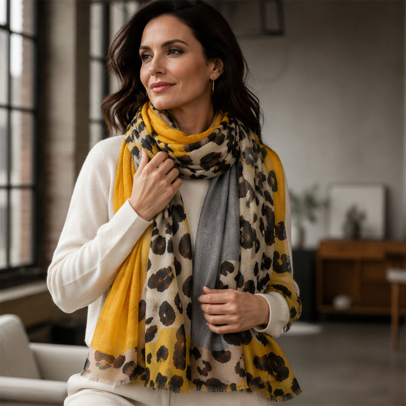 Elegante Sjaal met Luipaardprint en Franjes-7