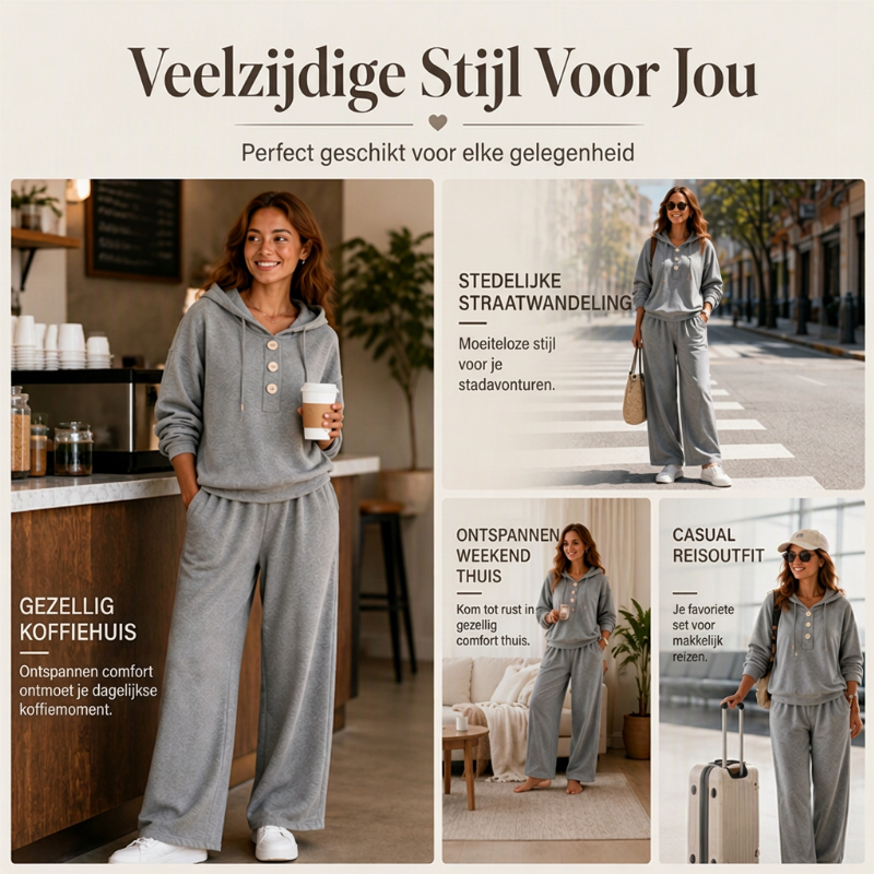 2-Delige Lounge Set met Capuchon en Wijde Pijpen-5