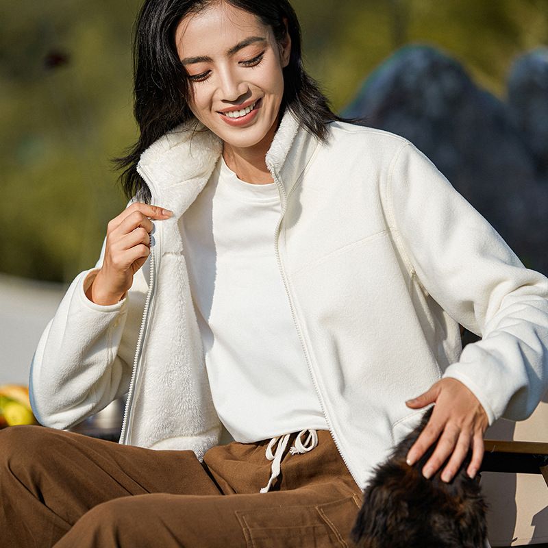 Zacht Fleece Vest met Opstaande Kraag en Ritssluiting-3