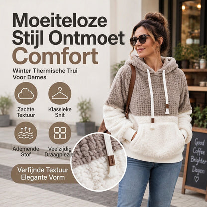 Zachte Teddy Hoodie met Kangoeroezak en Contrastdetails